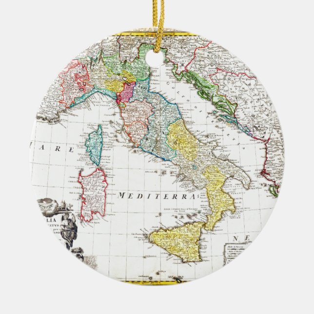 Homann arvingekarta 1742 av italien Geographicus Julgransprydnad Keramik (Framsidan)