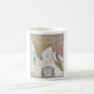 Homann arvingekarta 1748 av Indien och South East Kaffemugg