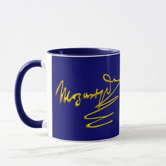 HOMAT MOZART Guld Namnteckning av Composer Blue Mugg (Vänster)