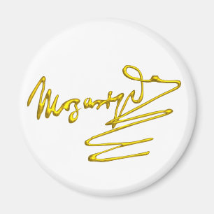 HOMAT MOZART Guld Namnteckning av Composer White Magnet
