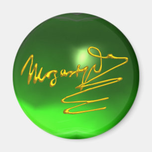 HOMAT TO MOZART 3D Guld Namnteckning Composer-Grön Magnet