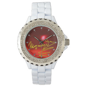 HOMAT TO MOZART Composer 3D Guld Namnteckning Red Armbandsur