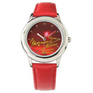 HOMAT TO MOZART Composer 3D Guld Namnteckning Red Armbandsur