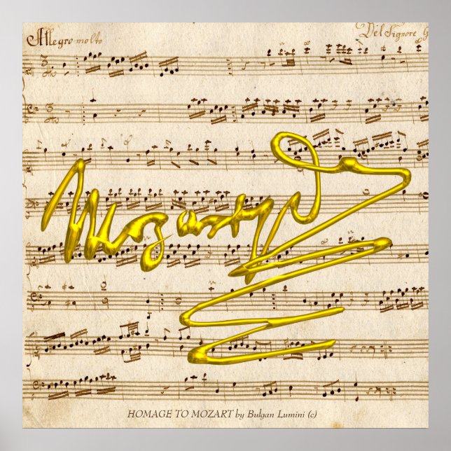 HOMAT TO MOZART Namnteckning,Music Lakan for piano Poster (Framsidan)