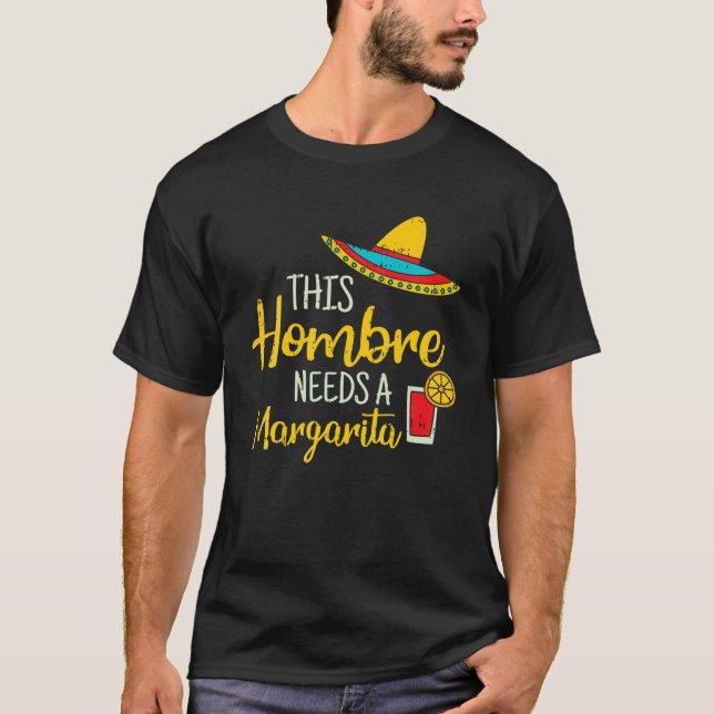 Hombre Margarita Mexican Fiesta Funny Cinco De May T Shirt (Framsida)