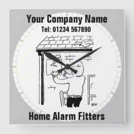 Home Alarm Fitter Tecknad Fyrkantig Klocka