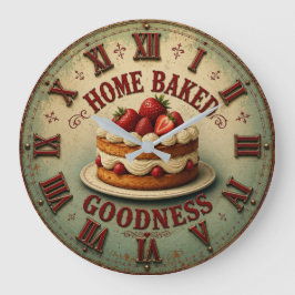 Home Baked Strawberry Cake Vintage Farmhouse Stor Klocka