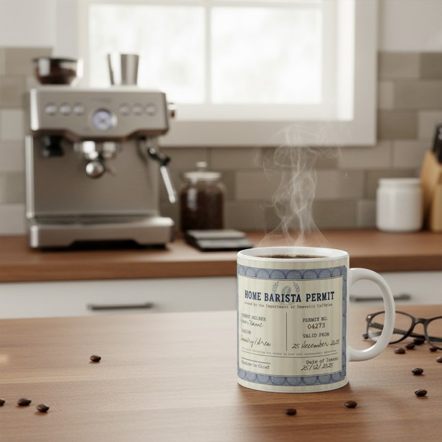 Home Barista Permit - Anpassade Coffee Mugg (Skapare uppladdad)