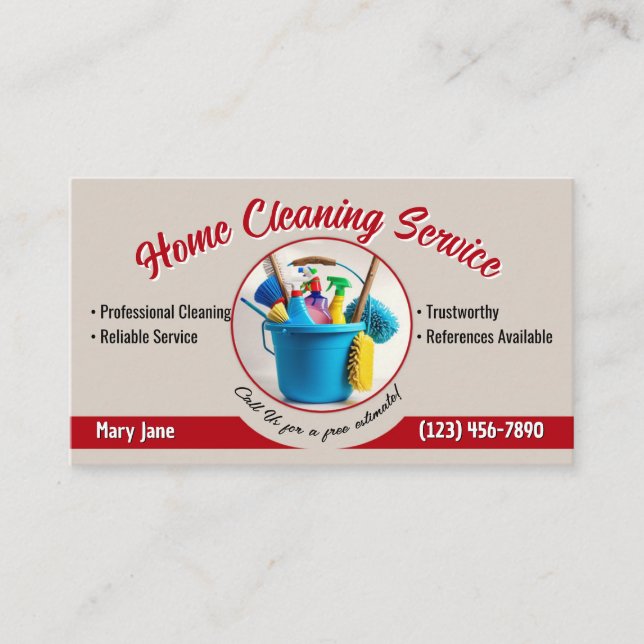 Home Cleaning Business Card Visitkort (Framsida)
