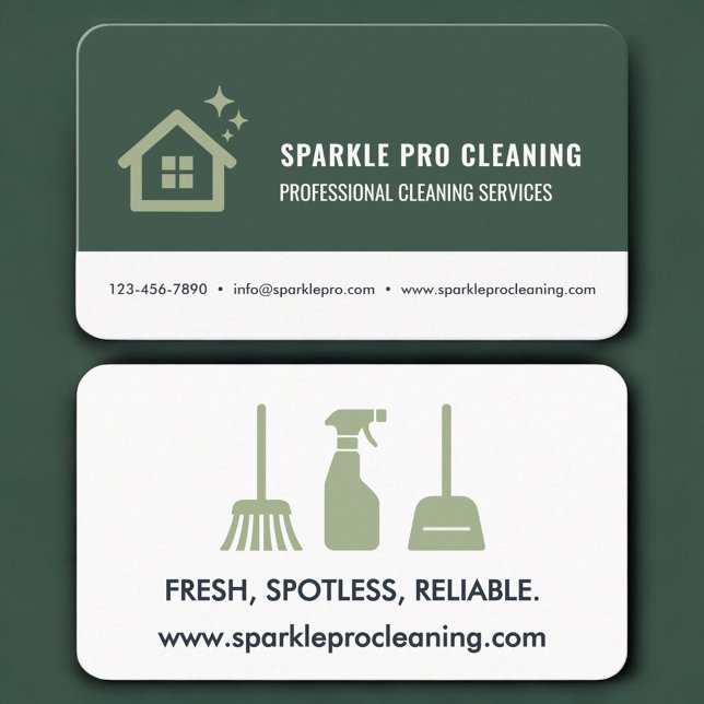 Home Cleaning Service Green Professional Visitkort (Skapare uppladdad)