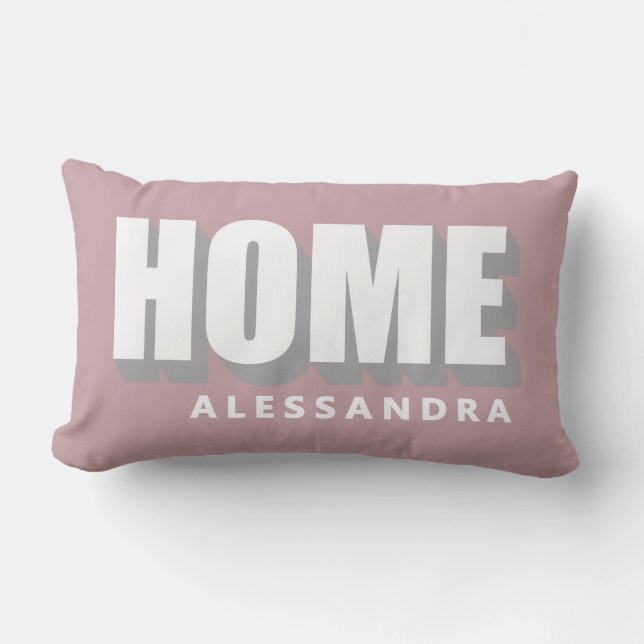 Home Custom Name Dusty Rose Modern Minimalist Chic Lumbarkudde (Framsida)