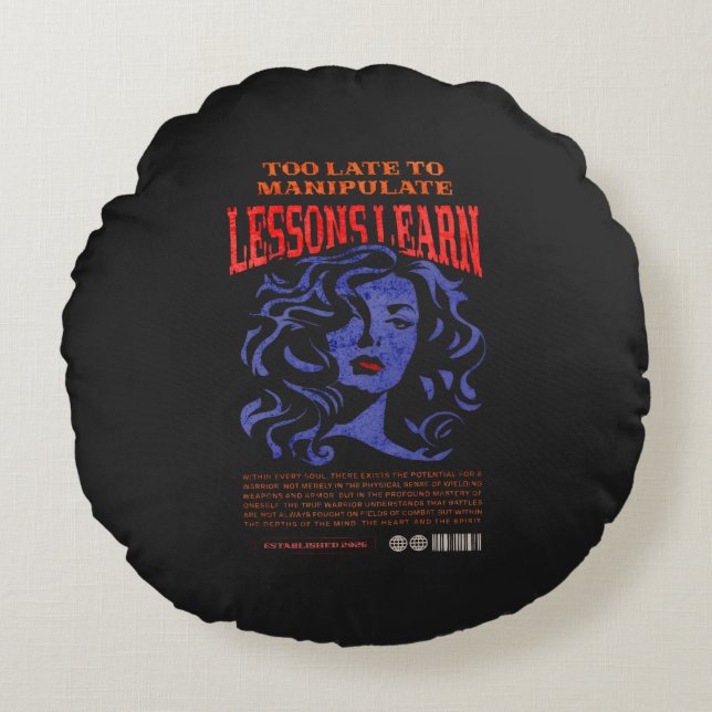 HOME DECOR MANIPULATE LESSONS LEARN ROUND PILLOW  RUND KUDDE (Framsidan)