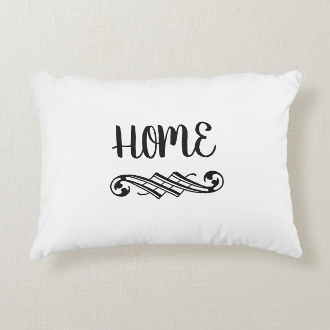 Home Elegant Home Pillow in Black and White Prydnadskudde (Framsidan)