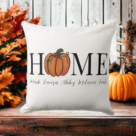 Home Fall Orange Pumpkin Personlig Family Namn Kudde