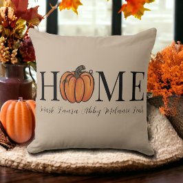 Home Fall Pumpkin Personlig Family Namn Beige Kudde