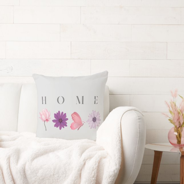 HOME Floral Butterfly with Pastel Accents Kudde (Soffa)