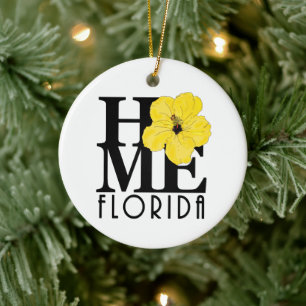HOME Florida Gult Hibiscus Julgransprydnad Keramik