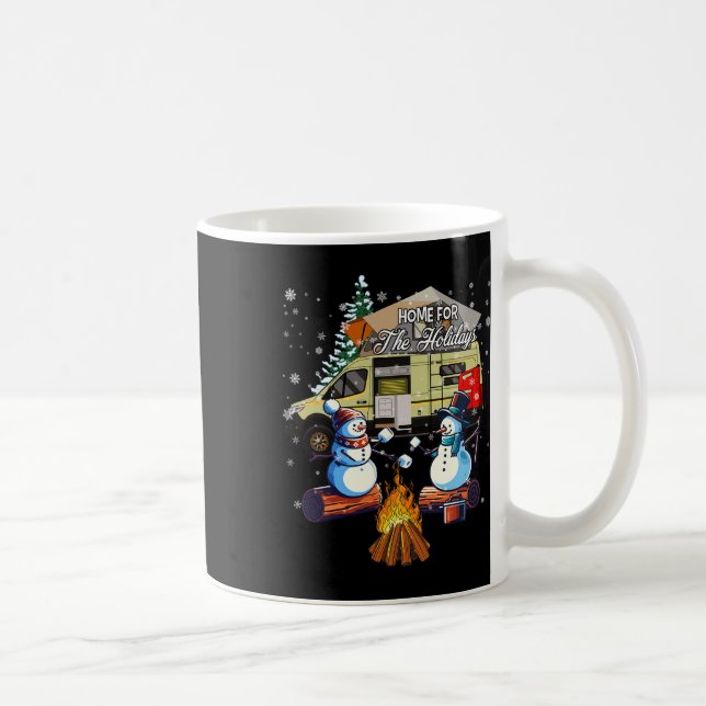 Home For The Christmas Holidays Snowman Camping  Kaffemugg (Höger)