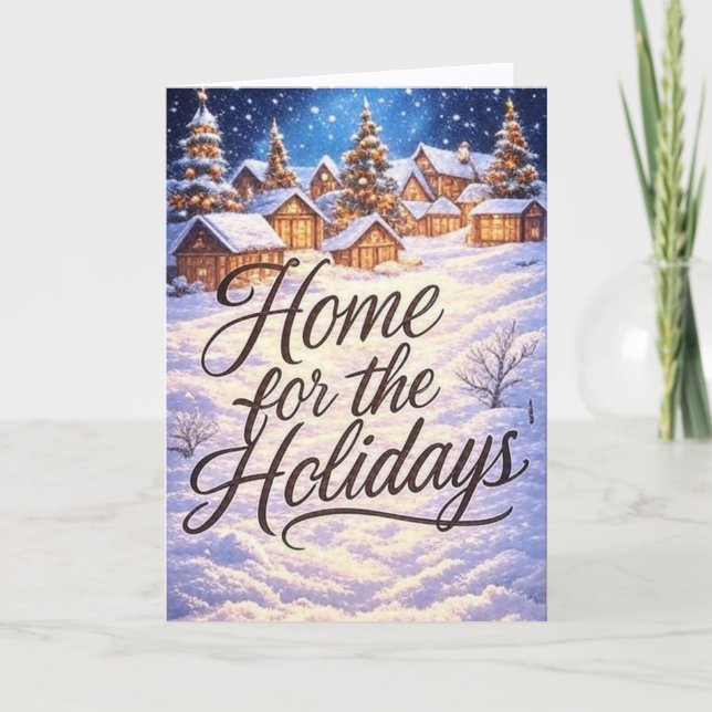 "Home for the Holidays" Viklad gratulationskort Kort (Framsida)
