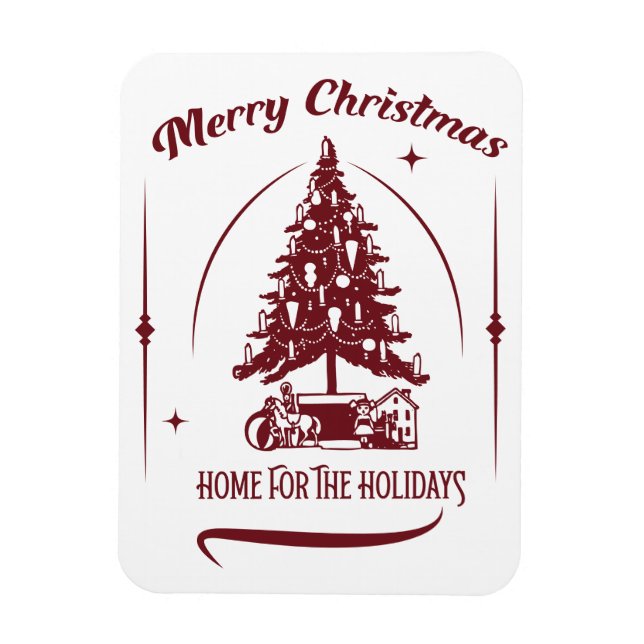 Home For the Holidays Vintage Design Magnet (Vertikal)