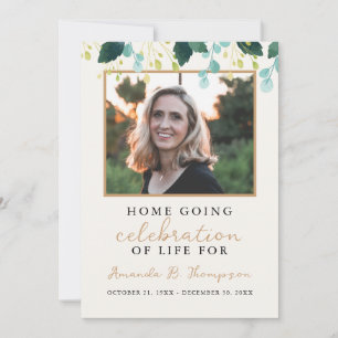 Home Going Firande of Life Funeral Service Inbjudningar