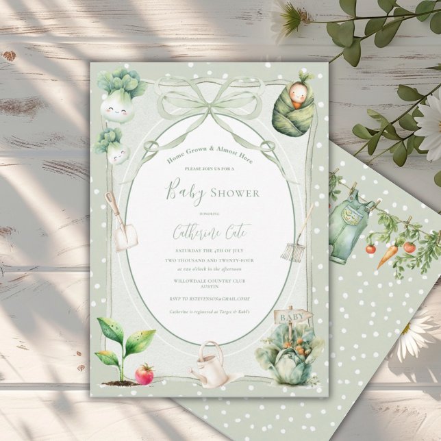 Home Grown & Almost Here Vegetable Baby  Inbjudningar (Skapare uppladdad)