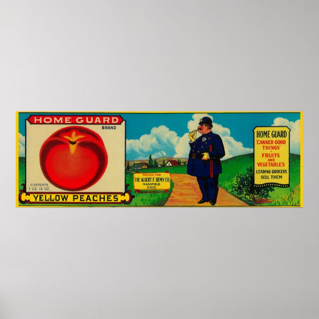 Home Guard Peach LabelMansfield, OH Poster (Framsidan)