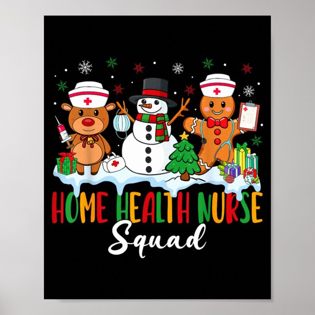 Home Health Nurse Squad Reindeer Gingerbread Chris Poster (Framsidan)