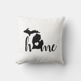 Home Heart Michigan Black Silhouette Kudde