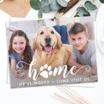 Home Hund Family Pet Flytta Announcemen Vykort<br><div class="desc">Hem! Vi har flyttat Kom Besök oss! Låt din bästa vän meddela din familj att du flyttar med det här söta och rolig hund flyttan-annonskortet. Anpassa baksidan med namn och din ny adress. Det här hemmet med avisering om hund flytta av pappersutskrifter är ett måste för alla hund, hund och...</div>