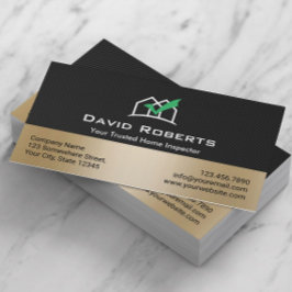 Home Inspection Modern Black & Guld Real Gods Visitkort
