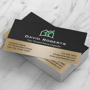 Home Inspection Modern Black & Guld Real Gods Visitkort