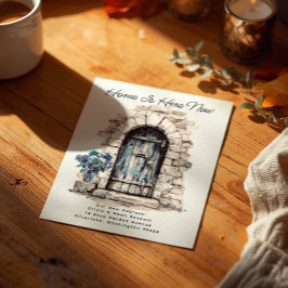 Home is Here - Modern New Address Watercolor Door Meddelande Vykort