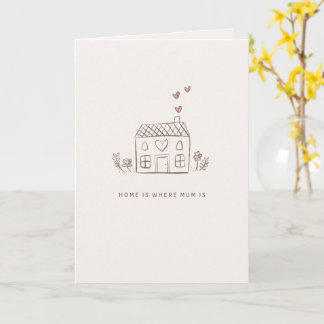 Home Is Where Mum Is Card – House Sketch Mother’s  Kort