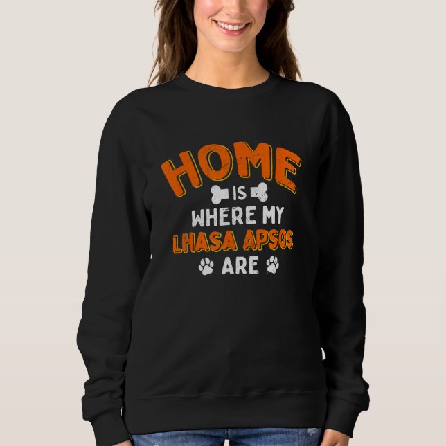 Home Is Where My Lhasa Apsos Are Dog Dad Long Hair T Shirt (Framsida)