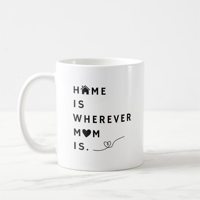Home Is Wherever Mom Is – Gift For Mom Kaffemugg (Vänster)
