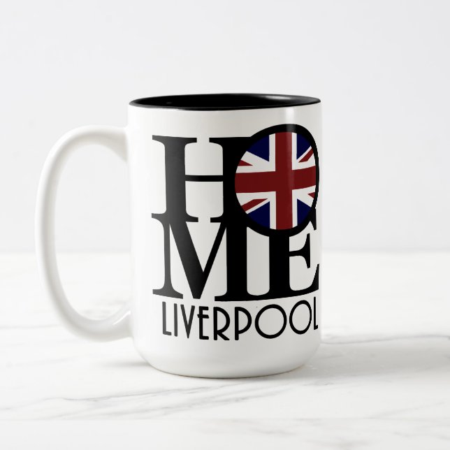 HOME Liverpool (UK Flagga) 15 oz Två-Tonad Mugg (Vänster)