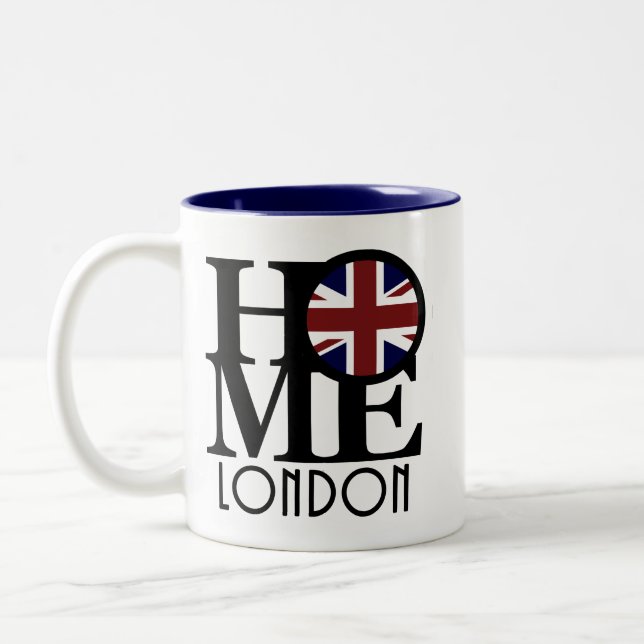 HOME London 11oz (UK flagga) Två-Tonad Mugg (Vänster)