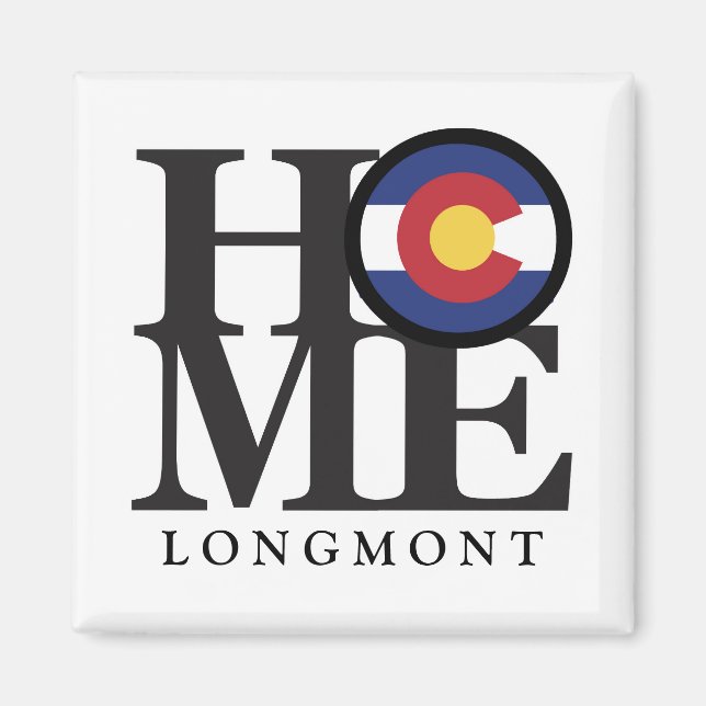 HOME Longmont Colorado 4 x 4 tum Magnet (Framsidan)