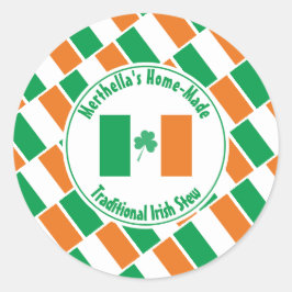 Home Made IRISH STEW Ireland Flagga Shamrock Runt Klistermärke