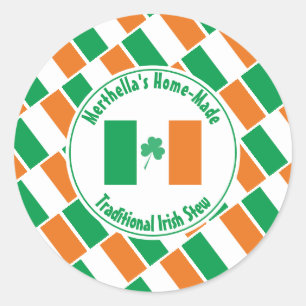 Home Made IRISH STEW Ireland Flagga Shamrock Runt Klistermärke