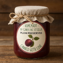 Home Made Plum Preserves Canning Label Sheet Runt Klistermärke