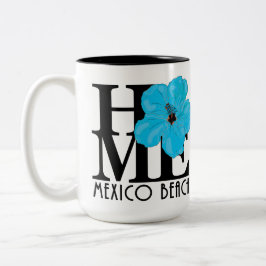 HOME Mexico Beach Florida Blue Hibiscus 15oz Två-Tonad Mugg