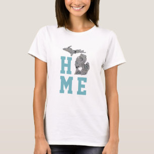 Home Michigan Grått Blue Poppies T Shirt