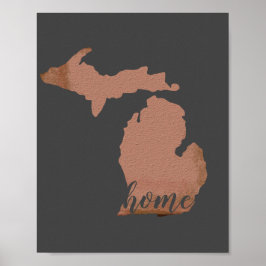 Home Michigan Silhouette Copper Grått Poster