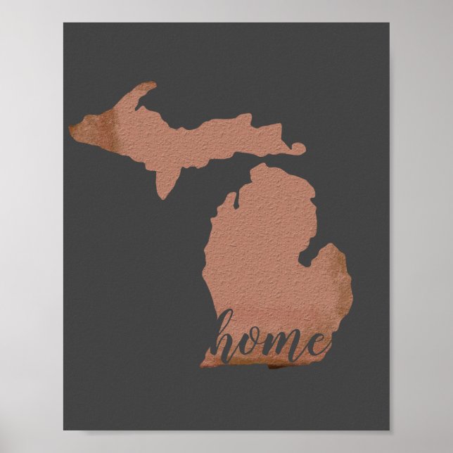 Home Michigan Silhouette Copper Grått Poster (Framsidan)