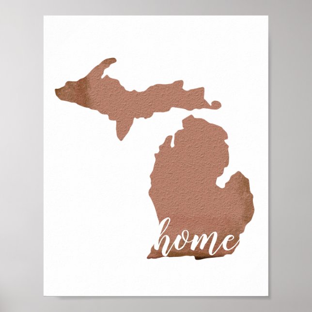 Home Michigan Silhouette Copper White Poster (Framsidan)