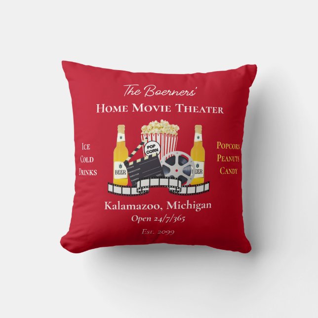 Home Movie Theater Popcorn Clapperboard Film Kudde (Framsida)