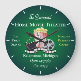 Home Movie Theater Popcorn Clapperboard Film Round Stor Klocka