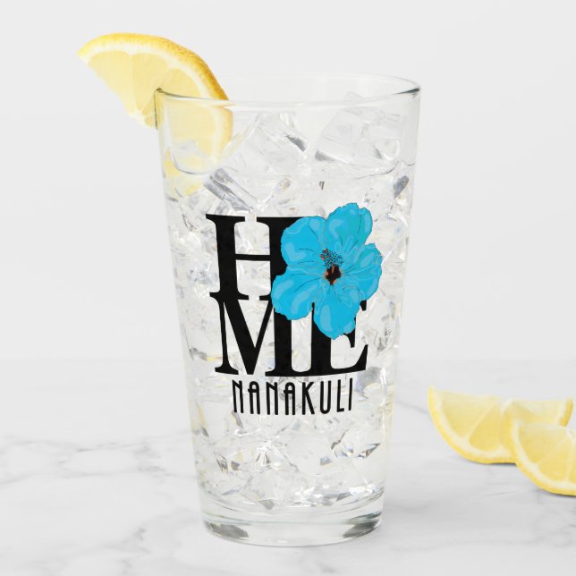 HOME Nanakuli Hawaii Blue Hibiscus Glaskopp (Framsida Ice)